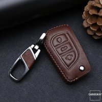 Leather key fob cover case fit for Toyota, Citroen, Peugeot T2 remote key brown