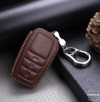 Coque de protection en cuir pour voiture Toyota clé télécommande T4 brun