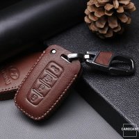 Cover Guscio / Copri-chiave Pelle compatibile con Hyundai, Kia D3X nero/rosso