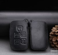Leder Schlüssel Cover passend für Land Rover Schlüssel LR2 schwarz/schwarz