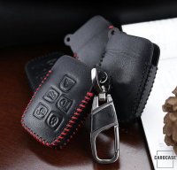 Coque de protection en cuir pour voiture Land Rover, Jaguar clé télécommande LR2 noir/noir