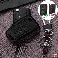 Cover Guscio / Copri-chiave Pelle compatibile con Volkswagen, Audi, Skoda, Seat V3, V3X nero