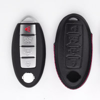 Leder Hartschalen Cover passend für Nissan Schlüssel schwarz LEK48-N8-1