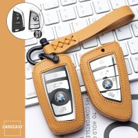 Leder Schlüssel Cover inkl. Lederband & Karabiner passend für BMW Schlüssel braun LEK53-B6-2