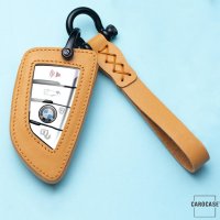 Leder Schlüssel Cover inkl. Lederband & Karabiner passend für BMW Schlüssel braun LEK53-B6-2