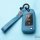 Leder Schlüssel Cover inkl. Lederband & Karabiner passend für Volkswagen Schlüssel blau LEK53-V8X-4
