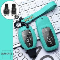 Leder Schlüssel Cover inkl. Lederband & Karabiner passend für Mercedes-Benz Schlüssel  LEK53-M7 braun