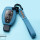 Leder Schlüssel Cover inkl. Lederband & Karabiner passend für Mercedes-Benz Schlüssel  LEK53-M7 blau