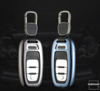 Aluminum key fob cover case fit for Audi AX4 remote key grey