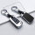 Aluminium, Leder Schlüssel Cover passend für Opel Schlüssel chrom/schwarz HEK15-OP5-29