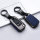 Aluminium, Leder Schlüssel Cover passend für Opel Schlüssel anthrazit/blau HEK15-OP5-32