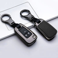 Aluminio, Cuero funda para llave de Opel OP6, OP7, OP8, OP5 antracita/negro