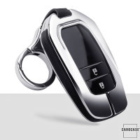 Aluminum, Leather key fob cover case fit for Toyota T3, T4 remote key chrome/black