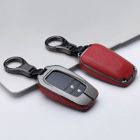 Aluminium, Leder Schlüssel Cover passend für Toyota Schlüssel anthrazit/rot HEK15-T3-31