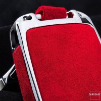 Aluminium, Alcantara Schlüssel Cover passend für Audi Schlüssel chrom/rot HEK31-AX4-47