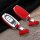 Aluminum, Alcantara/leather key fob cover case fit for Audi AX4 remote key chrome/red