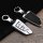 Aluminum, Alcantara/leather key fob cover case fit for BMW B6, B7 remote key chrome/black