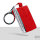 Aluminium, Alcantara Schlüssel Cover passend für Volvo Schlüssel chrom/rot HEK31-VL3-47