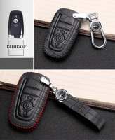 Cover Guscio / Copri-chiave Pelle compatibile con Ford F8 nero/nero