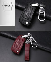 Leather key fob cover case fit for Audi AX3 remote key black/black