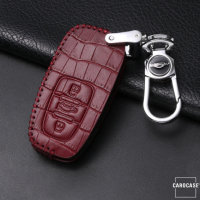 KROKO Leder Schlüssel Cover passend für Audi Schlüssel weinrot LEK44-AX2