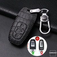 Cuero funda para llave de Audi AX4 negro/negro