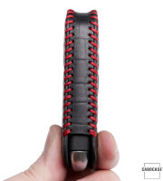 KROKO Leder Schlüssel Cover passend für Mazda Schlüssel schwarz/rot LEK44-MZ1
