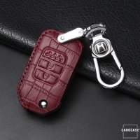 KROKO Leder Schlüssel Cover passend für Honda Schlüssel schwarz/schwarz LEK44-H9