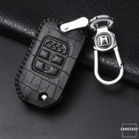 Leather key fob cover case fit for Honda H9 remote key black/red