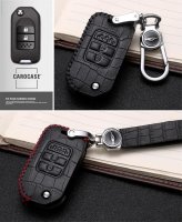 KROKO Leder Schlüssel Cover passend für Honda Schlüssel weinrot LEK44-H9