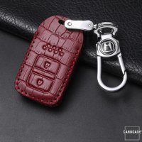 KROKO Leder Schlüssel Cover passend für Honda Schlüssel schwarz/schwarz LEK44-H11