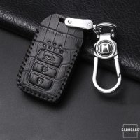 Cover Guscio / Copri-chiave Pelle compatibile con Honda H12 nero/nero