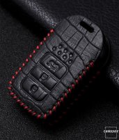 KROKO Leder Schlüssel Cover passend für Honda Schlüssel schwarz/schwarz LEK44-H12