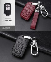KROKO Leder Schlüssel Cover passend für Honda Schlüssel schwarz/rot LEK44-H12