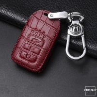 Coque de protection en cuir pour voiture Honda clé télécommande H12 noir/rouge