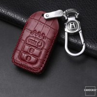 KROKO Leder Schlüssel Cover passend für Honda Schlüssel schwarz/schwarz LEK44-H14