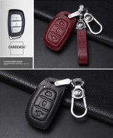 KROKO Leder Schlüssel Cover passend für Hyundai Schlüssel schwarz/schwarz LEK44-D2