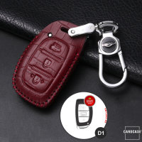 Cover Guscio / Copri-chiave Pelle compatibile con Hyundai D2 vino rosso