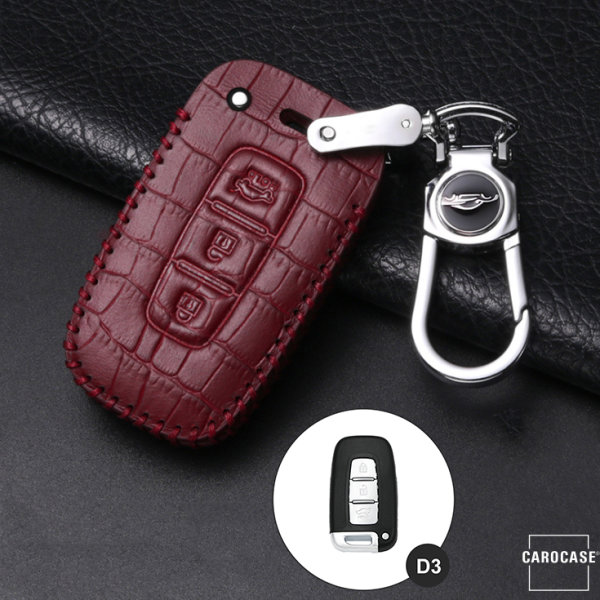 Cover Guscio / Copri-chiave Pelle compatibile con Hyundai D3 vino rosso