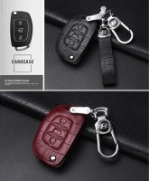 Coque de protection en cuir pour voiture Hyundai clé télécommande D6 noir/noir