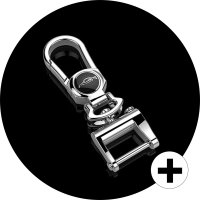 KROKO Leder Schlüssel Cover passend für Hyundai Schlüssel schwarz/schwarz LEK44-D7