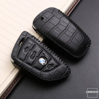 Cover Guscio / Copri-chiave Pelle compatibile con BMW B5 nero/nero