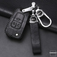 KROKO Leder Schlüssel Cover passend für Opel Schlüssel weinrot LEK44-OP6