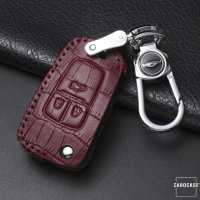 Cover Guscio / Copri-chiave Pelle compatibile con Opel OP6 vino rosso