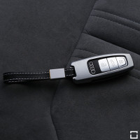 Alu Schlüssel Cover für Audi Schlüssel inkl. Lederband anthrazit HEK34-AX7-37