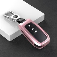 Alu Schlüssel Cover für Toyota Schlüssel inkl. Lederband rosa HEK34-T3-10