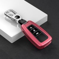 Aluminum key fob cover case fit for Toyota T5, T6 remote key red