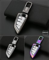 Alu Hartschalen Schlüssel Cover passend für BMW Autoschlüssel silber HEK13-B6-15