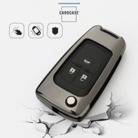 Aluminum key fob cover case fit for Opel OP6, OP7, OP8, OP5 remote key anthracite