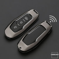Alu Hartschalen Schlüssel Cover passend für Ford Autoschlüssel anthrazit HEK13-F3-37